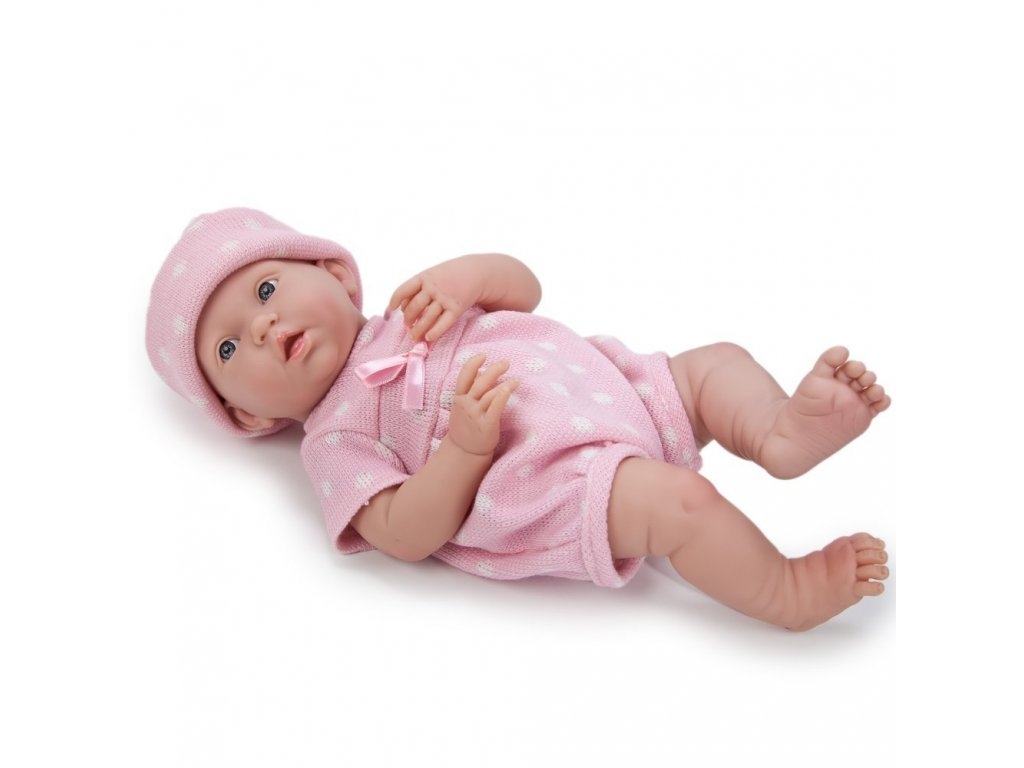 Realistické miminko Berenguer PANENKA 38cm HOLČIČKA růžový obleček 