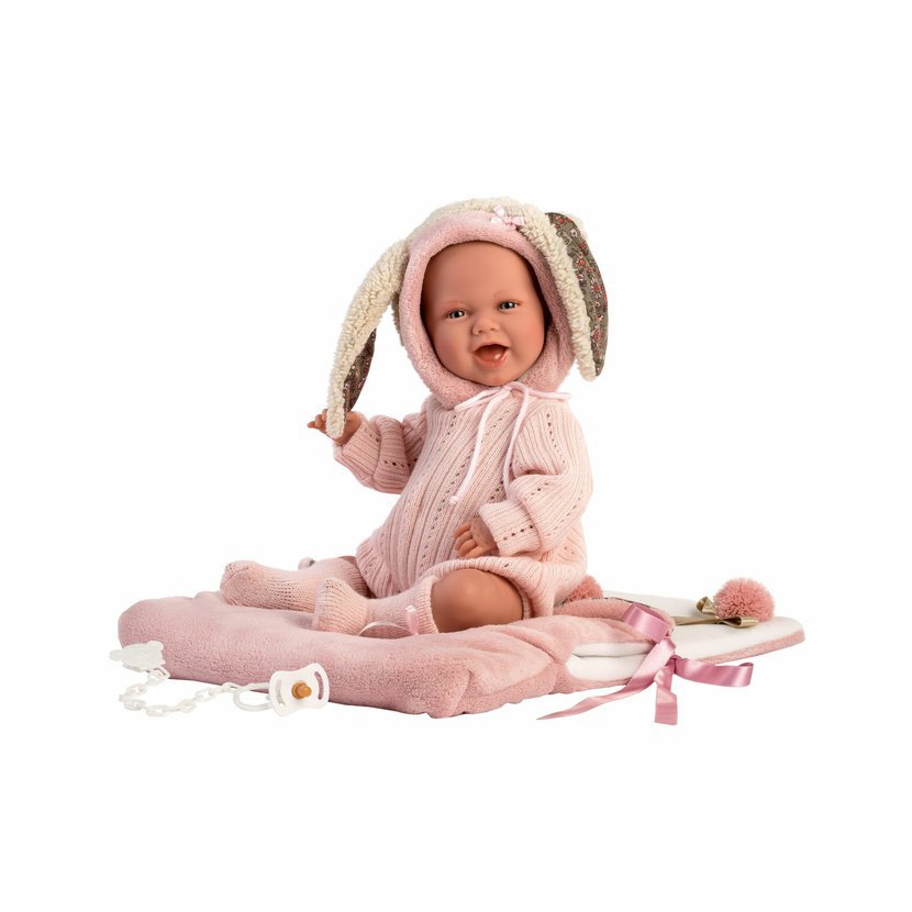 Llorens 74010 NEW BORN - realistická panenka miminko se zvuky a měkkým látkovým tělem - 42 cm